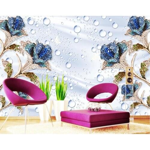 Blue rose dripping silk stereo 3d wallpaepr mural papel de parede,living room sofa TV wall bedroom wall papers home decor cafe