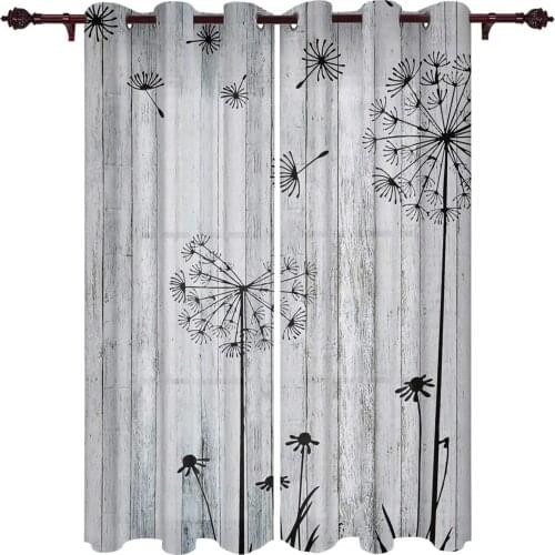 Modern Curtains Dandelion Wood Board Baby Room Bedroom Creative Window Curtains Kitchen Living Room Terrace Valance Curtains