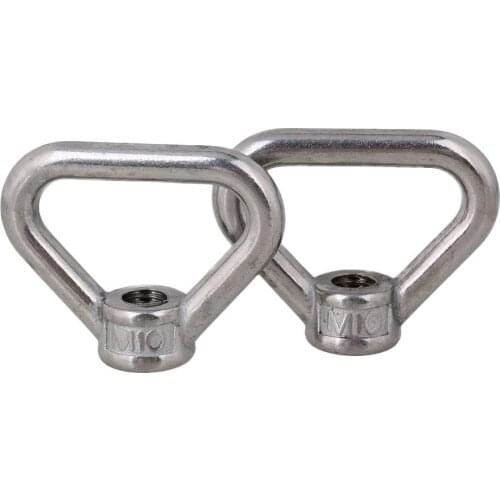 Triangle Shape Silver 304 Stainless Steel M10 Eyed Threaded Nuts Lifting Gear Fasteners Lifting Eye Nut Pack of 20