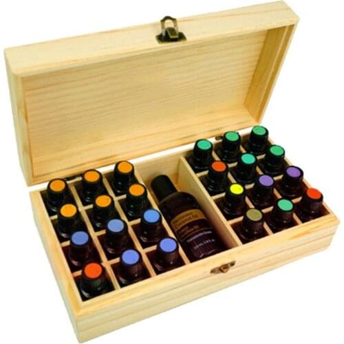 25 Grids Solid Wood Storage Box Organizer For Essential Oil Carrying Case Aromatherapy Container Jewelry Storage Box Portable