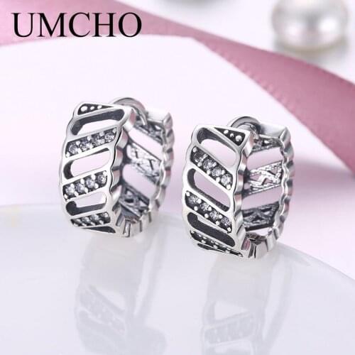 UMCHO Genuine 925 Sterling Silver Unique Earrings Cubic Zircon Clip Earrings For Women Party Engagement Wedding Fine Jewelry