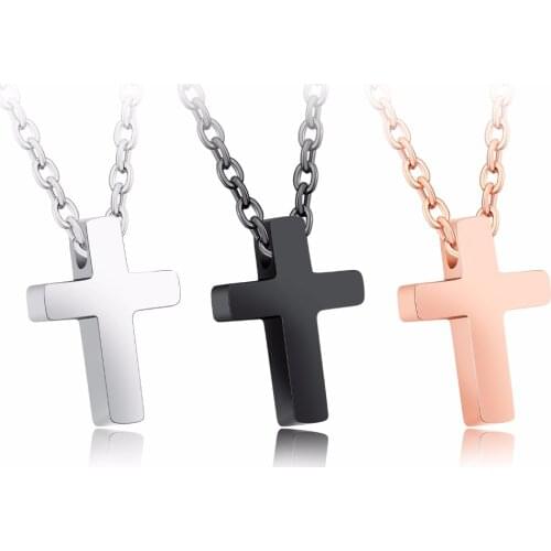 Romantic Small Cross Stainless Steel Pendant Necklaces For women Rose Gold Color Female Ladies Jewelry Accessories Gift