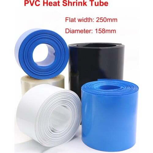 1 Meter Width 250mm PVC Heat Shrink Tube Dia 158mm Lithium Battery Pack Insulated Film Wrap Protection Case Wire Cable Sleeve