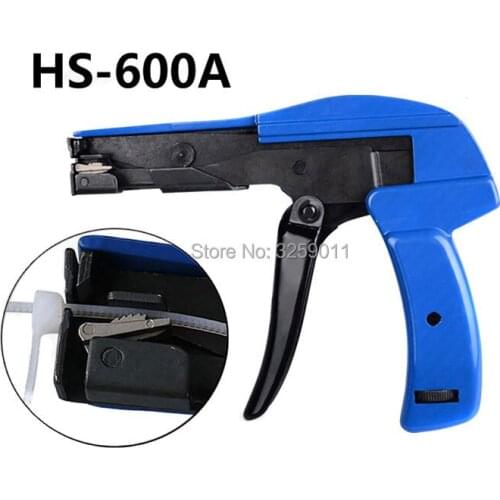 1PCS HS-600A Cable tie gun with Steel Handle fastening Cable tool Automatic Tensioning Die-Cast Steel Flush Cut Point Blue