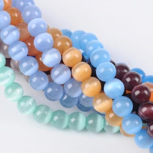 10 Strand Mixed Color Cat Eye Round Beads 4/6/8/10mm for jewelry making Bracelet Necklace Accessories