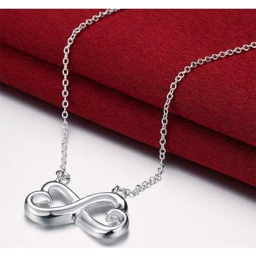 100% 925 Sterling Silver Necklace Fashion High-quality Heart To Heart, Love Necklace Jewelry Gift For Women