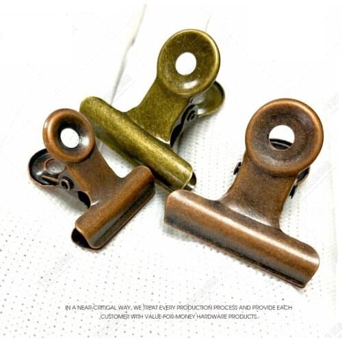 1000Pcs/Lot 4 Size Retro Round Metal Grip Clips Bronze Bulldog Clip Metal Ticket Paper Clip For Tags Bags Office Wholesale