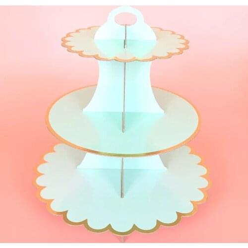 3 Tiers Disposable DIY Paper Craft Stand Cupcake Stand Candy Storage Rack Wedding Birthday Party Display Supplies Cake Tools
