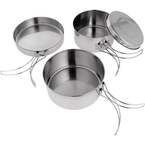 4 in 1 Stainless Steel Outdoor Backpacking Camping Picnic Cookware Cook Set