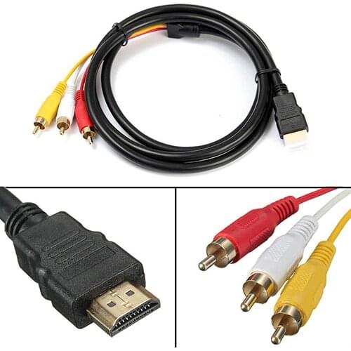 5 Feet 1080P HDTV HDMI-compatible Male to 3 RCA Audio Video AV Cable Cord Adapter корпус для электороники