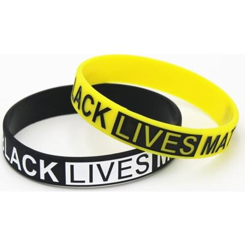 50PCS Hot Sale Black Lives Matter Wristband Black Yellow Silicone Rubber Bracelet & Bangles For Men Women Name Gifts SH108