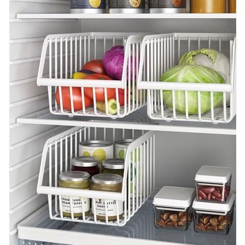 White Metal Kitchen Storage Basket Spice Rack Shower Caddy Fruit Drainer Organizer Dish Drying Shelf Container Refrigerator