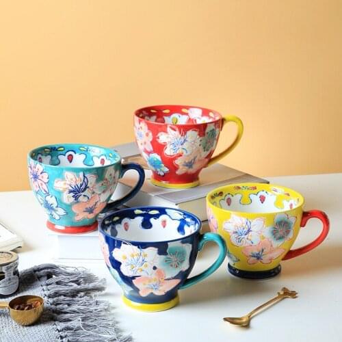 Large Capacity Milk Oat Breakfast Cup, Microwave Household Lovely Ceramic Originality Cup, High Temperature Painted Coffee Mug