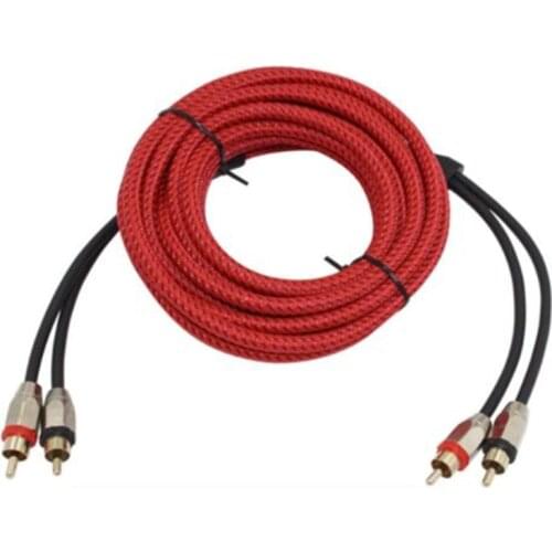 Pure copper 5m car audio amplifier sets RCA car stereo audio cable Advanced metal head 1pcs