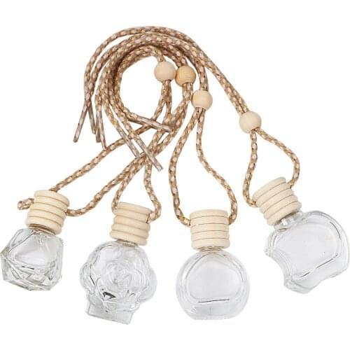 For Essential Oils Crystal Glass Hanging Glass Bottle Perfume Pendant Car-styling Air Freshener Container Car Perfume Bottle