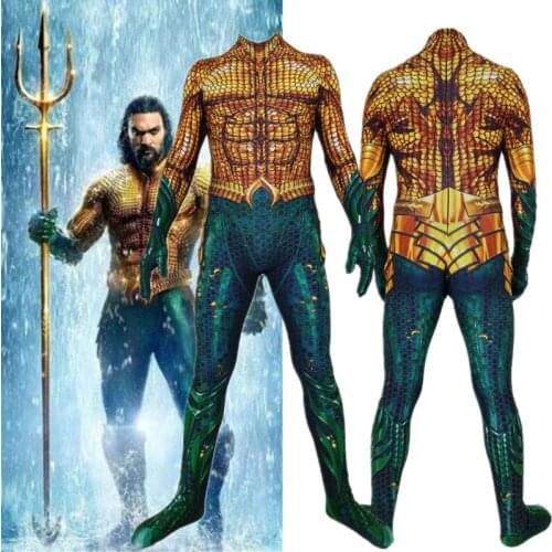 New Aquaman Arthur Curry Cosplay Costume Superhero Zentai Bodysuit Suit Jumpsuits Halloween
