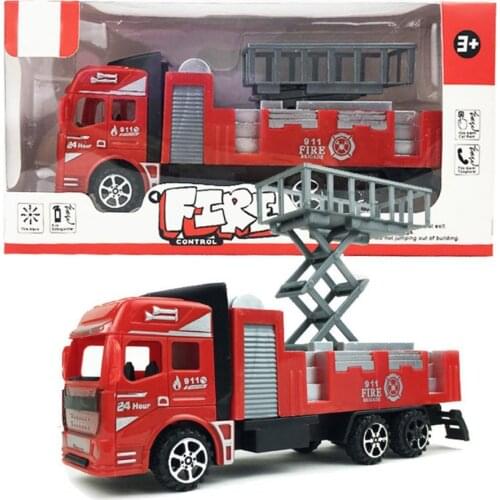 Creative Fire Truck Model Engineering Vehicle Simulate Simple Operation Plastic Fire Truck Pull Back Car Model for Children 2021
