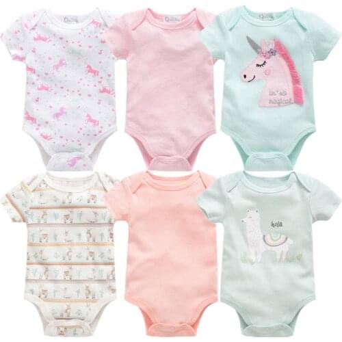 Summer Newborn Baby Girls Bodysuit Clothes Cotton Baby Girl Clothes 6pcs Cartoon Unicorn Baby Boys Clothing Jumpsuits Bodysuits