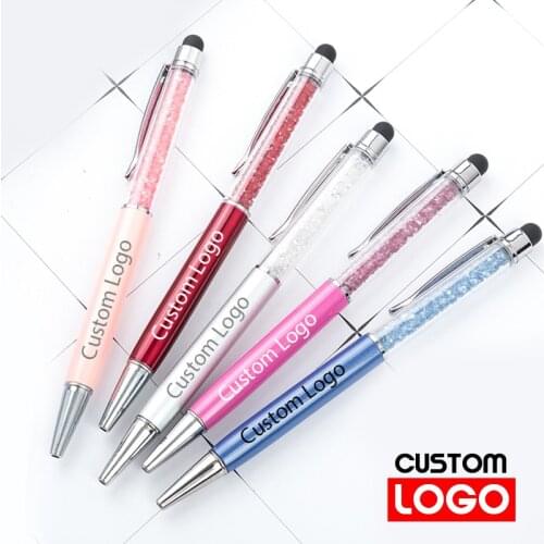 New Student Crystal Ball Pen Wholesale Diamond Touch Screen Pen Gift Advertising Metal Pen Custom Logo Lettering Engraved Name