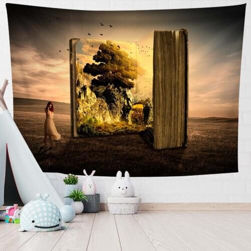 Aesthetic Anime Tapestry Wall Hanging Thin Book World Printed Wall Tapestry Home Bedroom Decor Witchcraft 0.75*1/1.3*1.5/1.5*2m