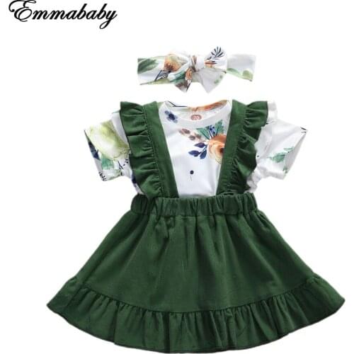 NEW 2020 Newborn Baby Girl Floral Romper Jumpsuit Skirts Clothes Set Outfit Headband