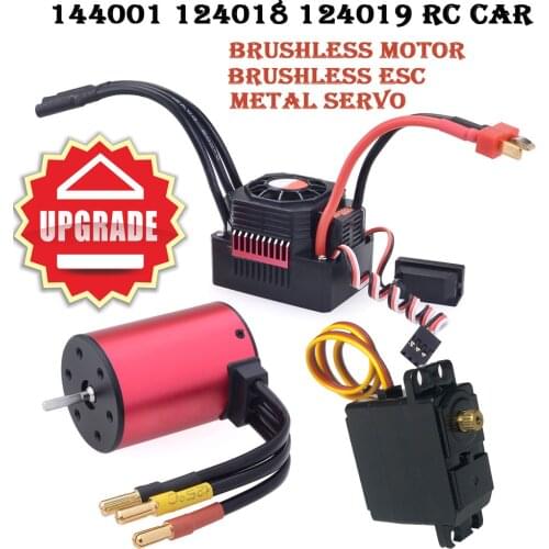 Upgrade Brushless Motor ESC Metal Servo Wltoys 144001 124018 124019 1/14 1/12 RC Parts Buggy 4WD RC Off-road Car