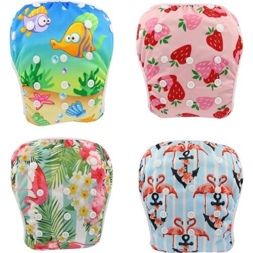 Ohbabyka Baby Swim Diaper Waterproof Adjustable Cloth Diapers Pool Pant Swimming Diaper Cover Reusable Washable Baby Nappies