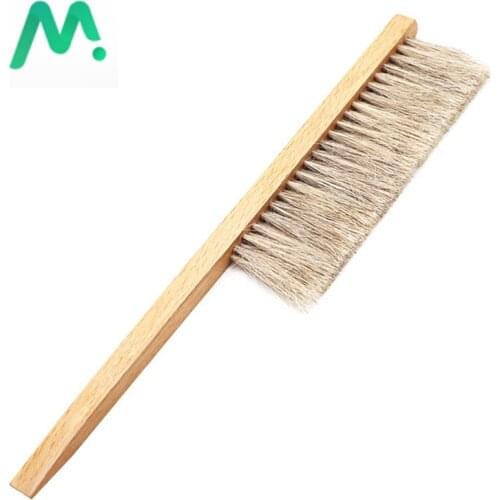 Beekeeping Two Rows Horsetail Hair Brush Beehive Sweeping Cleaning Tool Equipment Wood Handle Honey Brush Wasp bee Sweep