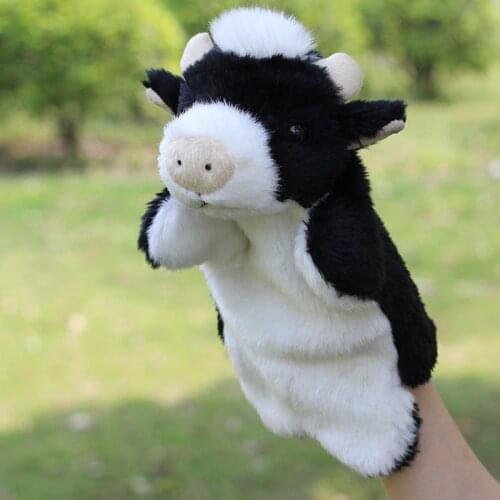 Plush Toy hand puppet cow doll ventriloquist glove puppets finger puppets even Cattle Childrens Educational Toys