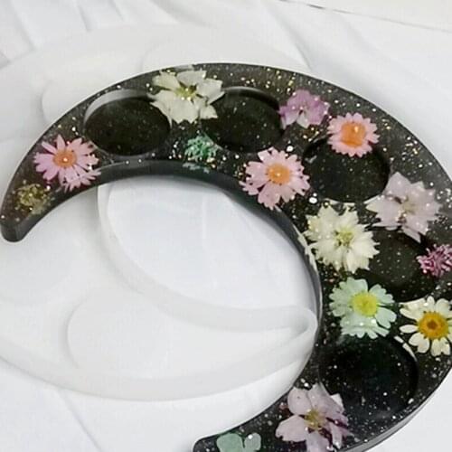 R58E Crystal Epoxy Resin Mold Wine Rack Bracket DIY Crafts Casting Tool Cup Holder Moon Tray Silicone Mould