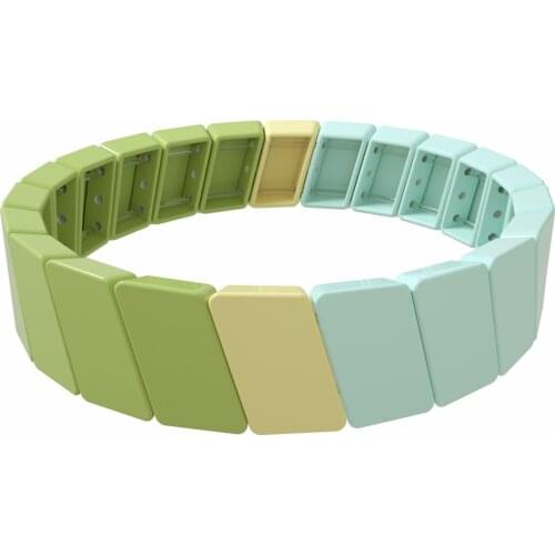 Multicolors Enamel Tila Bracelets Bohemia Metal Tila Stretch Stackable Bangle for Women Valentines Day Girlfriend Gifts