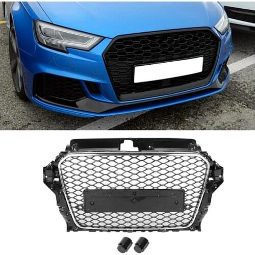Car Front Bumper Grill Center Grille for Audi A3/S3 8V 2014 2015 2016 (Refit for RS3 Style) Car Front Bumper Grille
