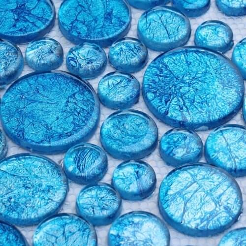 Luxury Mediterranean Blue Circle Glass Mosaic tile EHM1021 for bathroom floor puzzle backdrop stickers free shipping