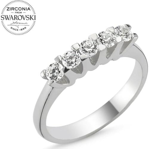 Silver 925 Sterling Swarovski Zirconia Gemstone Dibs Ring