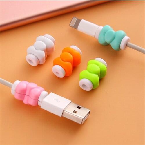 SIANCS 10pcs Cute Bow tie Cable Protector Charging Cord USB Cable Charge Cable Winder Cover Case for iphone 5 6 6s 7 8 plus X