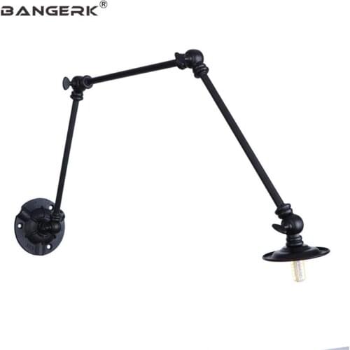 Industrial Wind Long Arm LED Wall Lamp Loft Retro Sconce Wall Lights Fixtures Iron Black Telescopic Folding Indoor Lighting