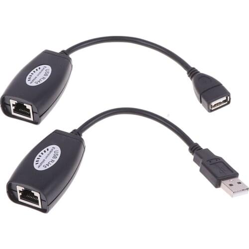 USB UTP Extender Adapter Over Single RJ45 Ethernet CAT5E 6 Cable Up to 150ft