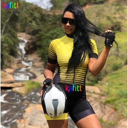 Womens white clothes cycling sets Triathlon suit Short Sleeve skinsuit Sets quick dry Maillot Ropa Ciclismo jumpsuit gel pad