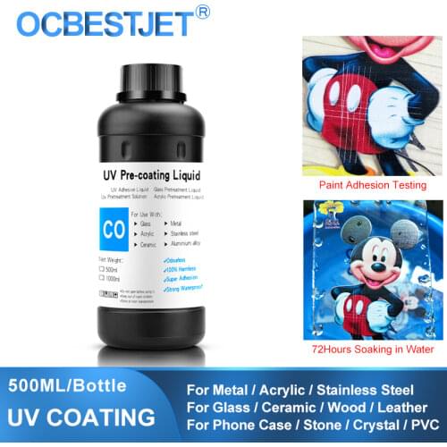 500ML No Odor UV Coating Fluid For UV Flatbed Printer Can Print On Smooth Material Glass Acrylic Wood UV Pretreatment Solution