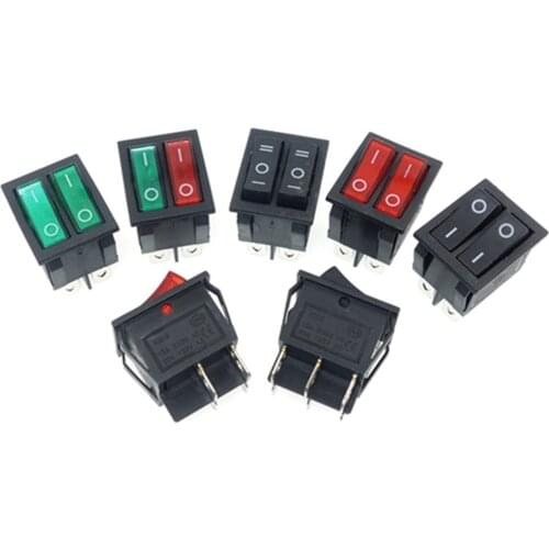 2PCS/Lot Double Rocker Switch KCD6 KCD8 Six Feet And Two Gears Red Green Black