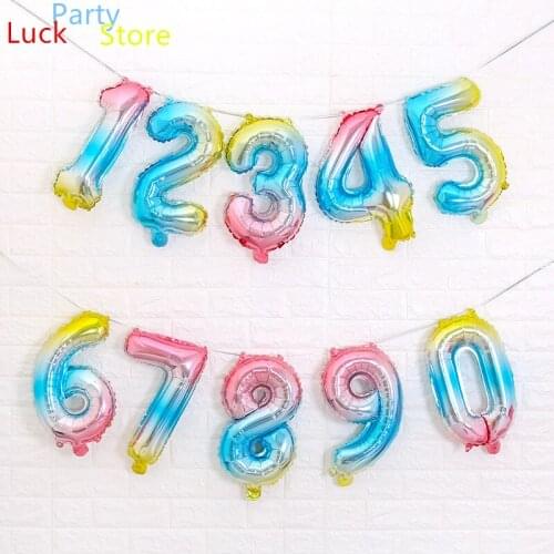20 PCS 16 Inch Big Foil Birthday Balloons Air Helium Number Balloon Figures Happy Birthday Party Decorations Kid Baloons