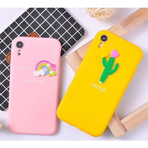 3D Cute Cactus Silicone Case for 11 pro Max Candy Color Soft Back Cover for iPhone 6 6s 7 8 Plus X XR XS Max Shock-proof Shell