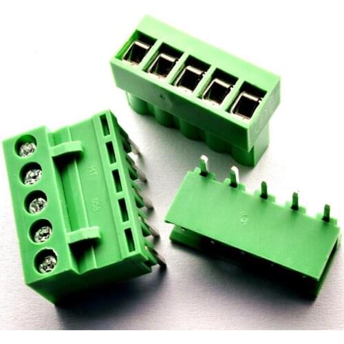 5PCS 300V 15A 5.08mm 90 Degree Pin Green Plastic Screw Terminal Block Connector 2EDG5.08-2P/3P/4P/5P/6P/7P/8P/9P/10P/11P/12P