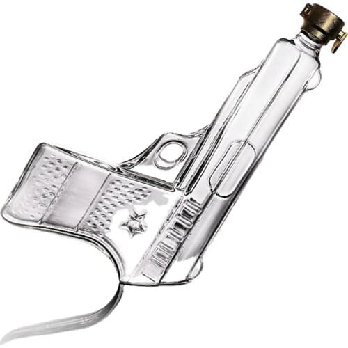 500 ml high quliaty creative gun shaped party home bar lead-free glass whiskey decanter for Liquor Scotch Bourbon 1223-06