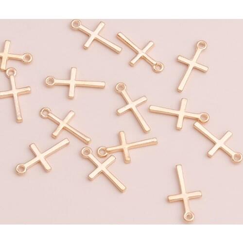 30pcs Small Alloy Cross Pendants Jewelry for Handmade Necklaces Bracelets Gold Color 17x10mm DIY Making Finding