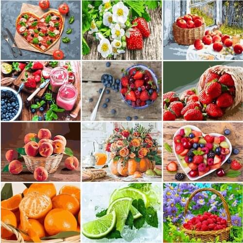 HUACAN 5D DIY Diamond Painting Strawberry Full Square Round Drill Diamond Embroidery Fruit Mosaic Needlework Art Home Decor