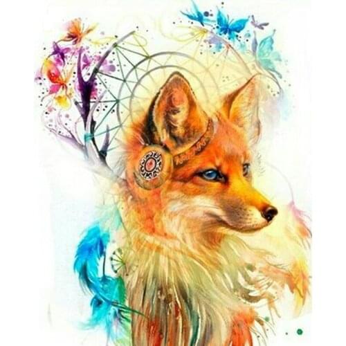 5d Diy Diamond Painting Lovely Fox Cross Stitch Colorful Diamond Embroidery Animal Full square Rhinestone Home Decor Gifts CV188