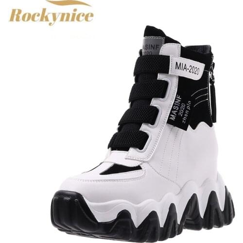 Designers High Platform Shoes 2021 New Autumn Women Ankle Boots 6cm Wedges Winter Casual Dad Sneakers Leather Chunky Boots Woman