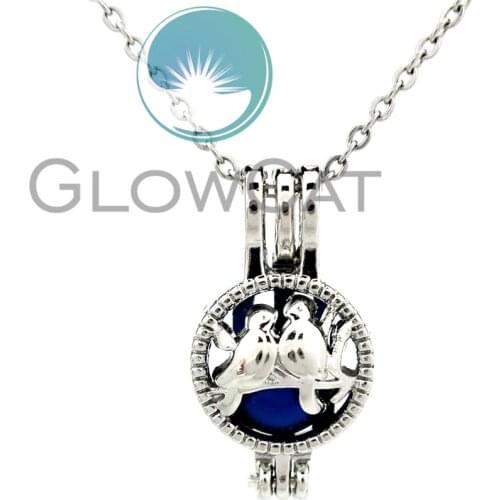 KK920 Round Lovebird Beads Cage Aromatherapy Pearl Cage Locket Necklace Girl Friend Kids Gifts