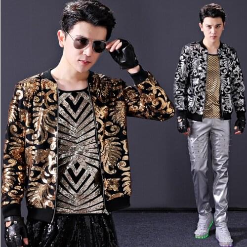 Bar Hip Hop Costume Male Adult Nightclub Singer Rock Personality Trend Dj Jazz Dance Festival Performance Clothing DNV11960